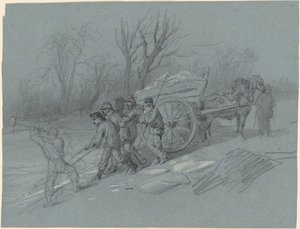 Workmen Gathering Ice at the Water