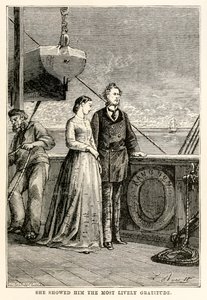 She showed him the most lively gratitude, from Around the World in Eighty Days by Jules Verne