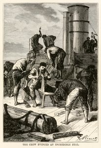 The crew evinced an incredible zeal, from Around the World in Eighty Days by Jules Verne, engraved by Louis Dumont, 1873 by Hippolyte Leon after Benett