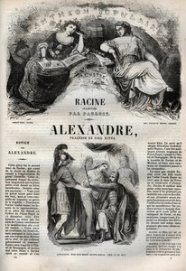 Alexandre le Grand tragedy in five acts - engraving in Oeuvres de Jean Racine illustrated by Pauquet and notice by Emile de La Bedolliere - 1851