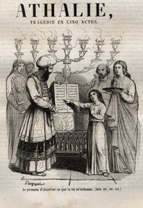 Athalie tragedy by Jean Racine in five acts - engraving in Works of Jean Racine illustrated by Pauquet and notice by Emile de La Bedolliere - 1851