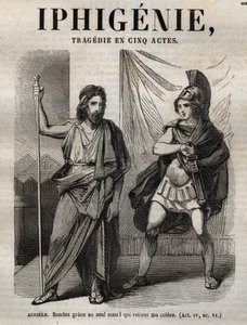 Iphigenie tragedy by Jean Racine (engraving in Oeuvres de Jean Racine illustrated by Pauquet and notice by Emile de La Bedolliere - 1851)