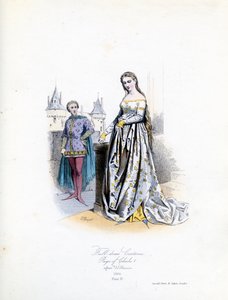Noble woman in full dress by Hippolyte Louis and Polydore Pauquet