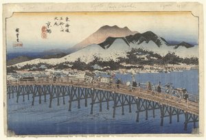 Kyoto, the Great Bridge at Sanjo (series title: The 53 Stations of the Tokaido) by Hiroshige (I) , Utagawa