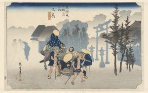 Mishima in Morning Mist (The 53 Stations of the Tokaido) by Hiroshige (I) , Utagawa