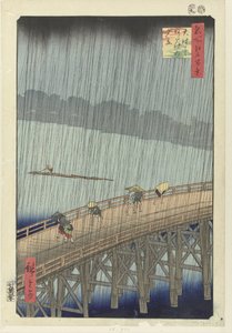 Sudden Rain Shower on the Great Bridge at Atake (One Hundred Famous Views of Edo)