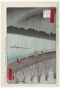Sudden Rain Shower on the Great Bridge at Atake (Selection of 48 Views of Edo)