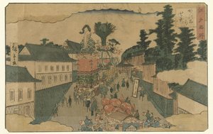 Procession in Kasumigaseki, Famous Places in Edo (series title) by Hiroshige (II) , Utagawa