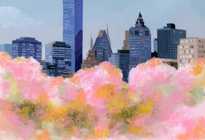 New York and Cherry Blossoms by Hiroyuki Izutsu