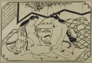 A Sheet from a Shunga Album by Hishikawa Moronobu