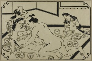A sheet from a shunga album by Hishikawa Moronobu