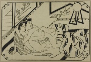 A sheet from a shunga album by Hishikawa Moronobu