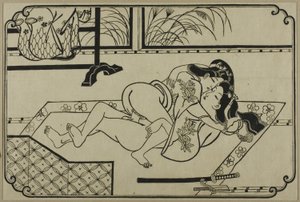 A Sheet from a Shunga Album by Hishikawa Moronobu