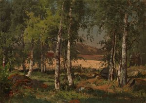 Landscape with Birch Grove and Rye Field by Hjalmar Munsterhjelm