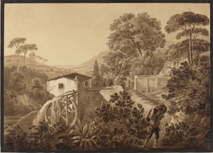 Italian Landscape with a Watermill by Hélène Boutourlin