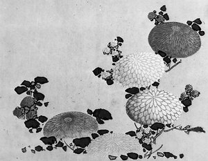Chrysanthemums by Hokusai School.