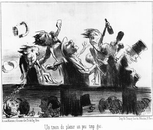 A fun train a little too cheerful (from the series of cartoons on the railways) by Honoré Daumier