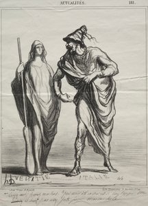 Actualities, plate 181: What do you take me for! Take my arm by Honoré Daumier