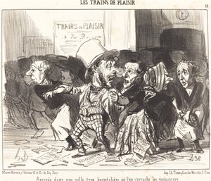 Arrival in a Too Hospitable City... by Honoré Daumier