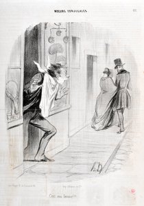 Artwork by Honore Daumier (1808-1879). Charivari dates from 1840 Serie MORIES CONJUAL It