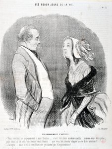 Artwork by Honore Daumier Charivari dates from 1845: Serie LES BEAUX DAYS DE LA VIE. An artist