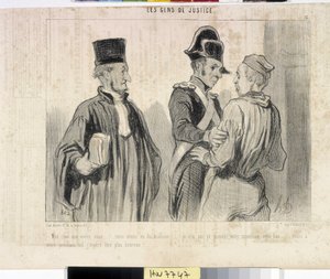 Artwork by Honore Daumier Charivari dates from 1845: Serie LES PEANS DE JUSTICE. 