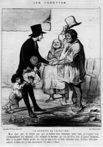 Candidate for election visit in a family of peasants: “The Carrot of the Election” - cartoon by Daumier, in “Charivari” of 21/03/1844 by Honoré Daumier
