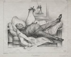 Caricature, Plate 139: The Nightmare by Honoré Daumier