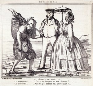 Cartoon about Parisian Tourists on Vacation. Series 