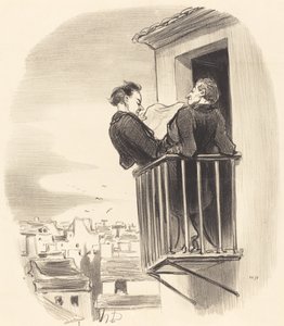 How the Spanish Balcony is Understood in Paris by Honoré Daumier