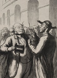 Exposition universelle: The inspection of photographs at the turnstiles by Honoré Daumier