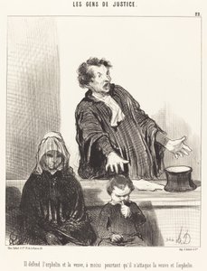 He defends the orphan and the widow, unless... by Honoré Daumier