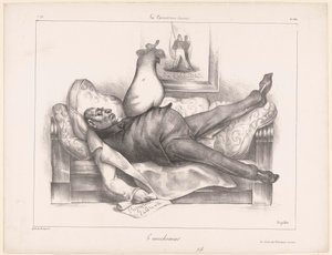 Caricature of Gilbert du Motier, Marquis de Lafayette, During a Nightmare by Honoré Daumier