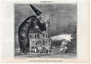 The Comet of 1857, The German Astronomer Releasing a Famous Duck, from Le Charivari, pub. 1858