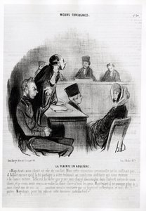 Marriage: Complaint of adultery. Illustration by Honore Daumier, published in Charivari, dated 20 November 1840 by Honoré Daumier