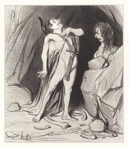 Oedipus at the Sphinx by Honoré Daumier