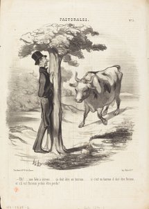 Oh!... a beast with horns... by Honoré Daumier