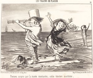 Parisians Surprised by the Tide by Honoré Daumier