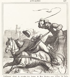 Prudhomme Forced to Take Lessons... by Honoré Daumier
