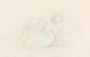 Reclining Woman Leaning on Her Arm, verso, 1855-60 by Honoré Daumier