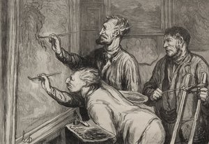 The Painters: The Last Stroke of the Brush, Exposition of 1868 by Honoré Daumier