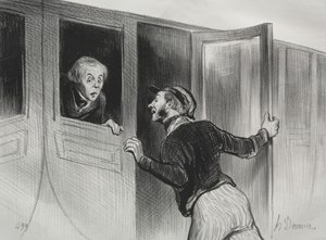The Railroads, Plate 11: The Hazard of Sleeping on a Journey by Honoré Daumier