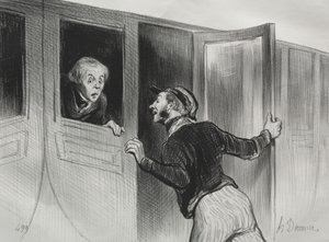 The Railroads, plate 11: The Hazard of Sleeping on a Journey by Honoré Daumier