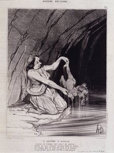The Baptism of Achilles - in Charivari c.1840 by Honore Daumier by Honoré Daumier