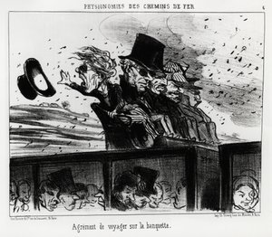 The Physiognomy of the Railways: It is the Right to Travel on the Bench. Illustration by Honore Daumier, Published in Charivari