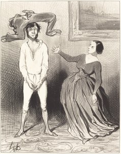 A Woman Like Me... Fixing a Button?... by Honoré Daumier