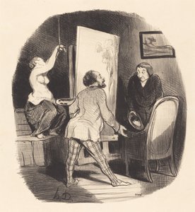 A Difficult Position by Honoré Daumier