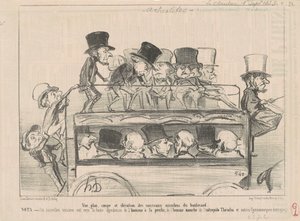 View... and elevation of... boulevard omnibuses... by Honoré Daumier