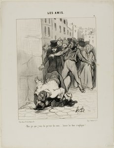 "- But I am telling you, they are friends.... they are just expressing themselves to each other," plate 9 from Les Amis