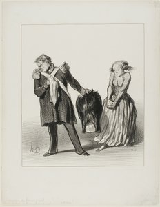 "- Here, Eudoxie, take my bear skin..." by Honoré Victorin Daumier